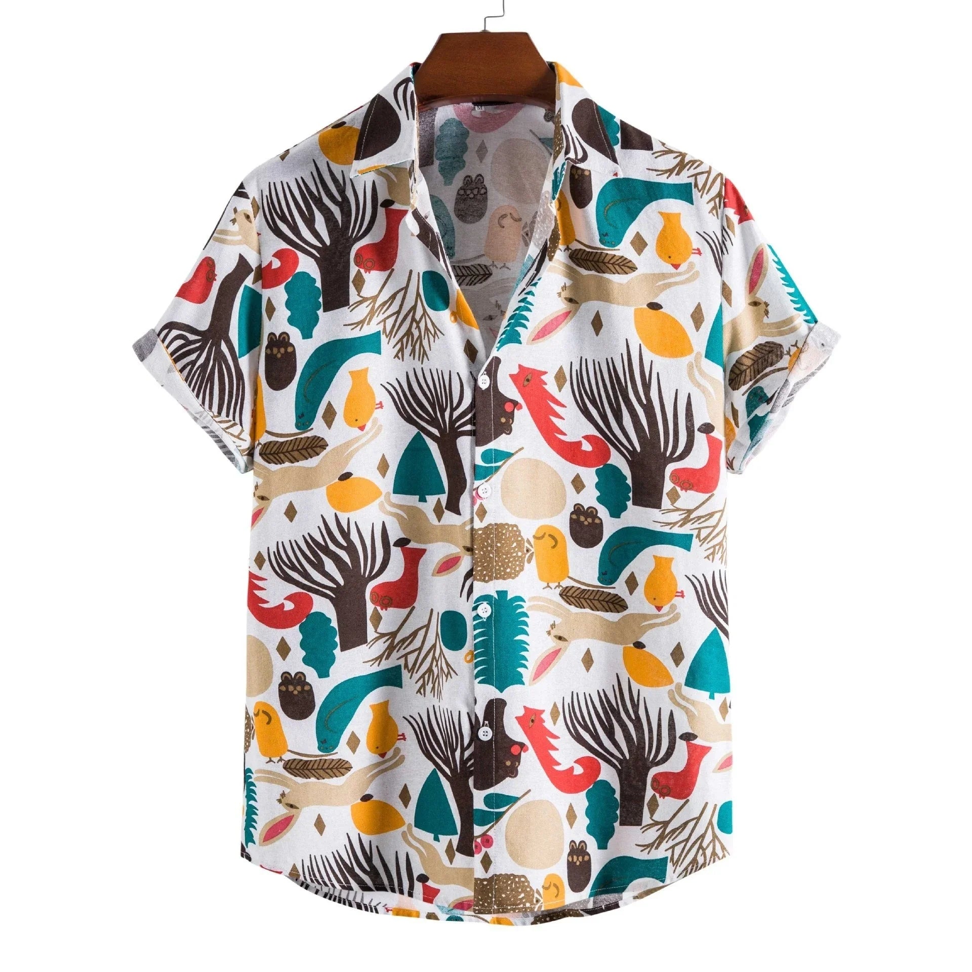 Printed Casual Men's Short-sleeved Shirt Lapel - VAleG