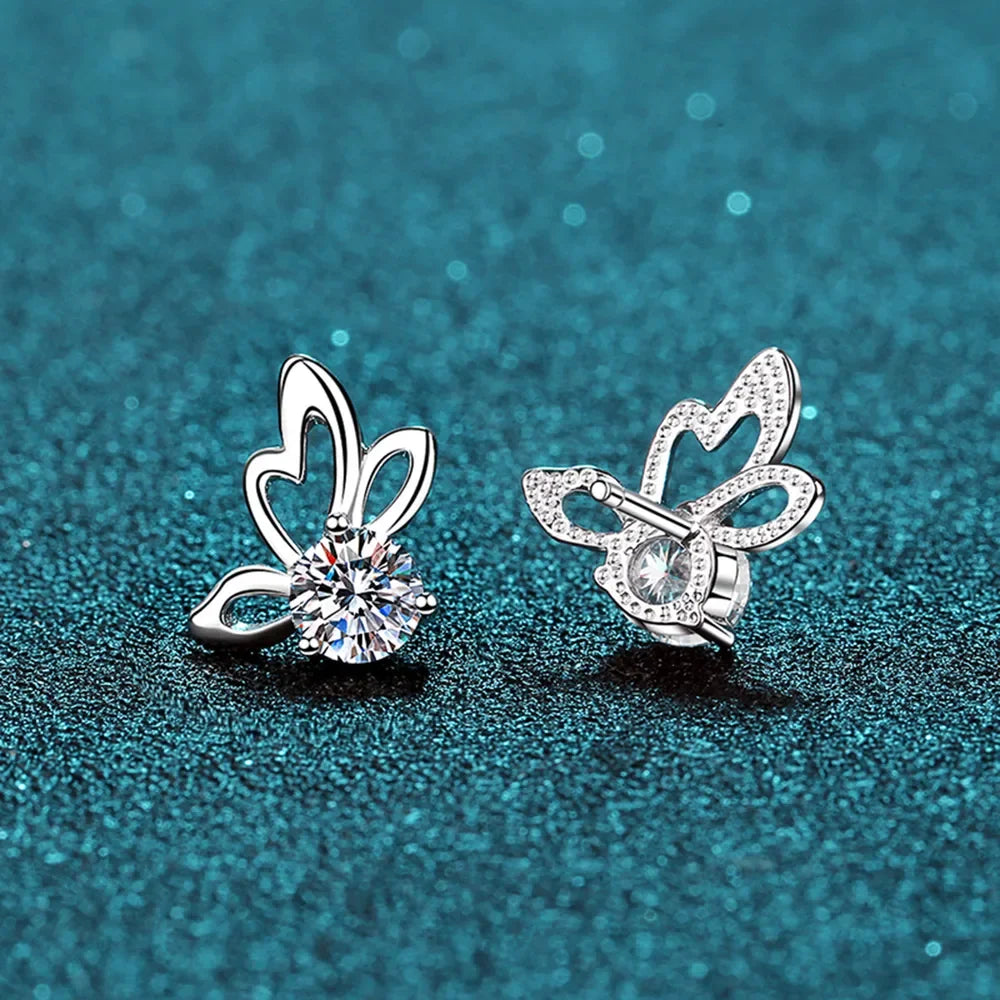 1 Carat Moissanite Butterfly Shape Earrings - VAleG