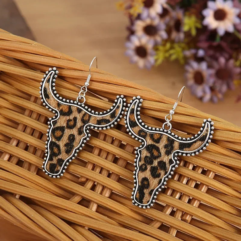 Alloy Animal Print Cow Head Earrings - VAleG