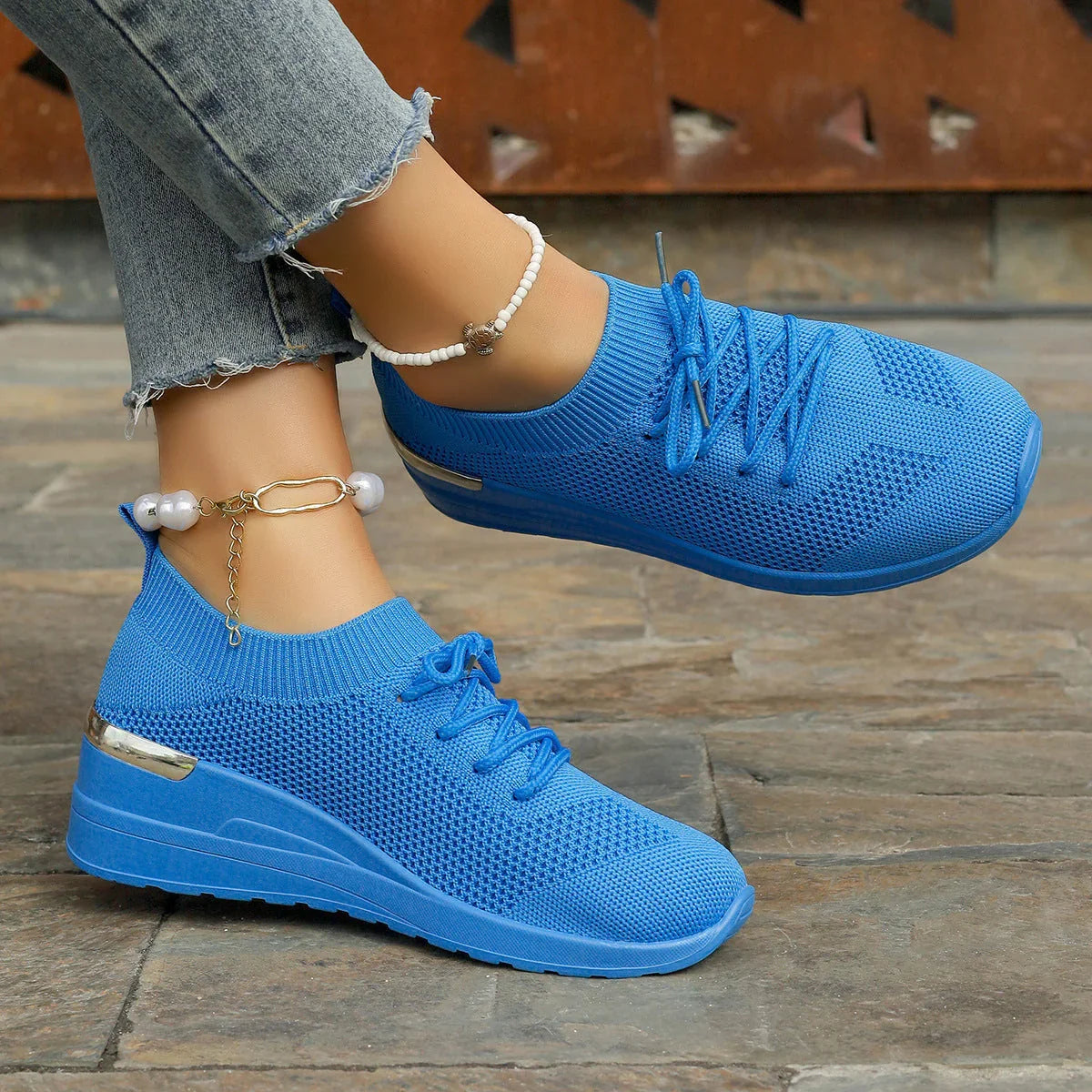 Round Head Leisure Front Lace-up Platform Shoes - VAleG