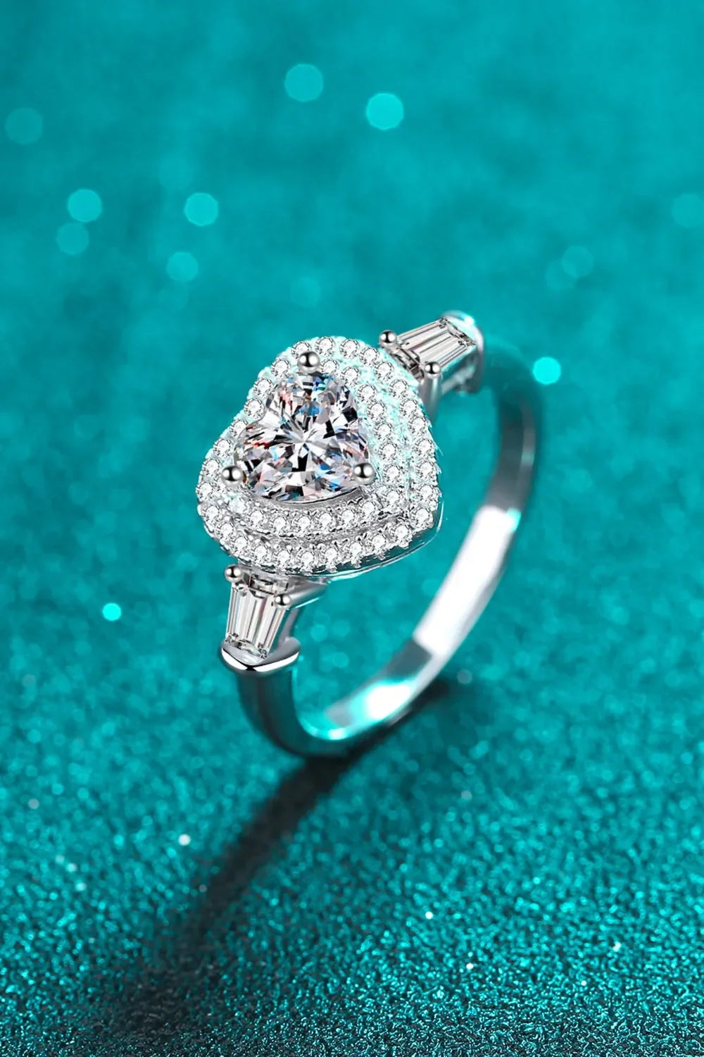 1 Carat Moissanite 925 Sterling Silver Heart Ring - VAleG