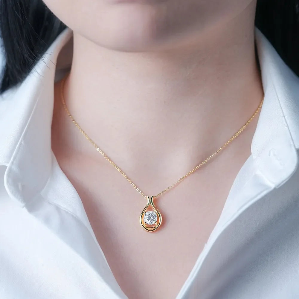 2 Carat Moissanite 925 Sterling Silver Pendant Necklace - VAleG