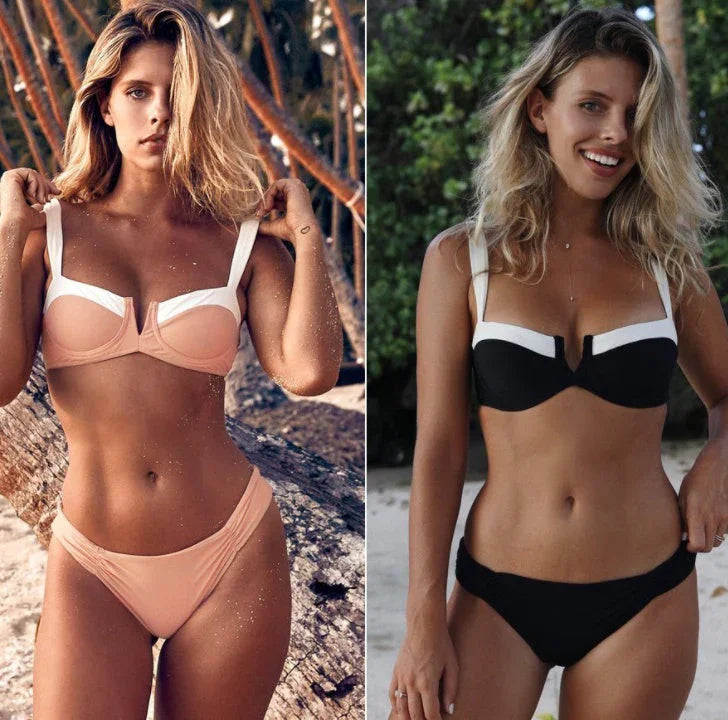 Dunhuang split bikini swimsuit swimsuit color wrinkles - VAleG