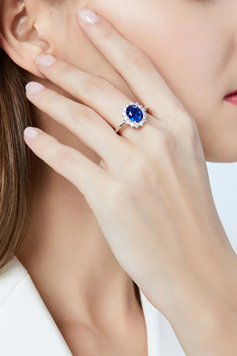Synthetic Sapphire 925 Sterling Silver Ring - VAleG