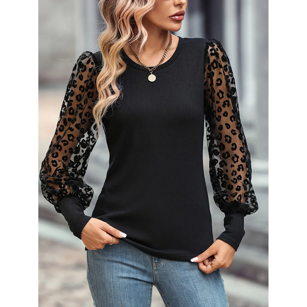 Slim-fit Color Matching Long-sleeved Top - VAleG