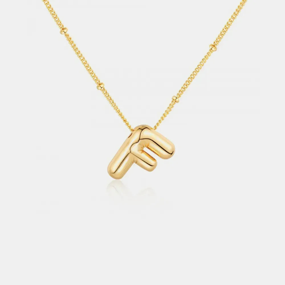 Gold-Plated Bubble Initial Necklace - VAleG