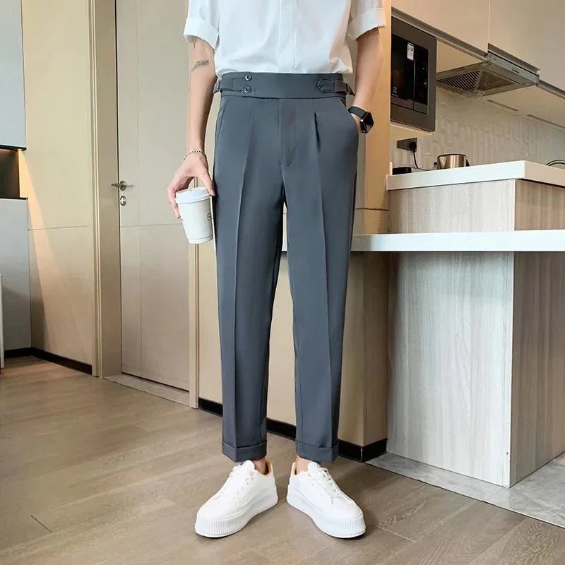 Draping Cropped Small Suit Pants Men - VAleG