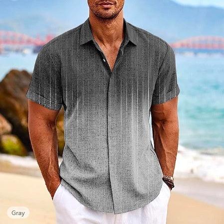 Gradient 3d Printed Short-sleeved Shirt Summer - VAleG