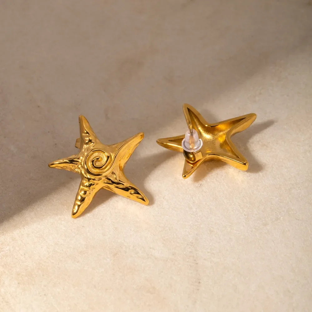 Stainless Steel Star Shape Earrings - VAleG