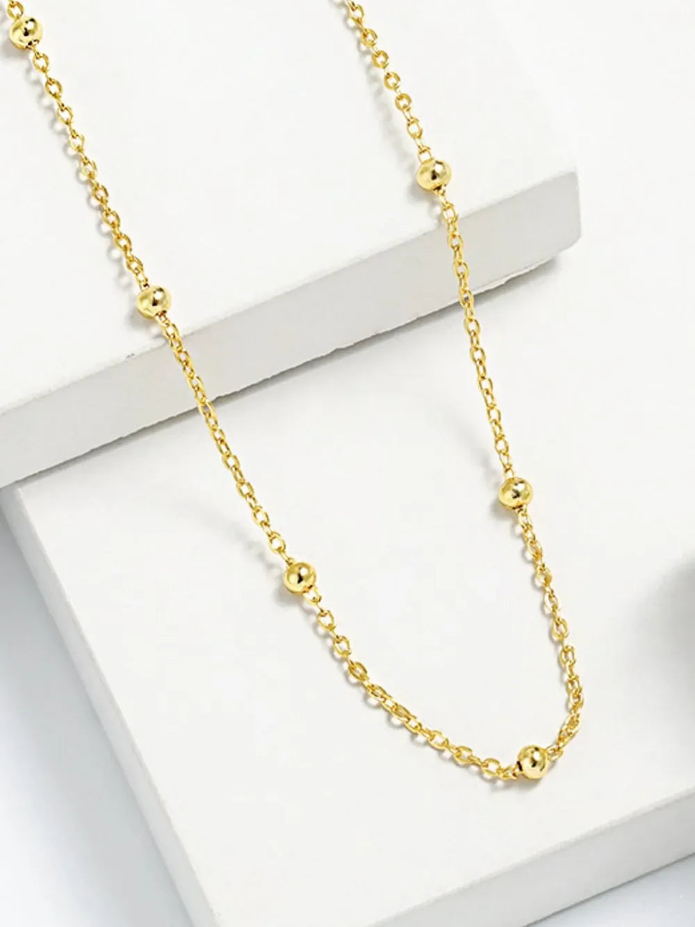 925 Sterling Silver Beaded Necklace - VAleG