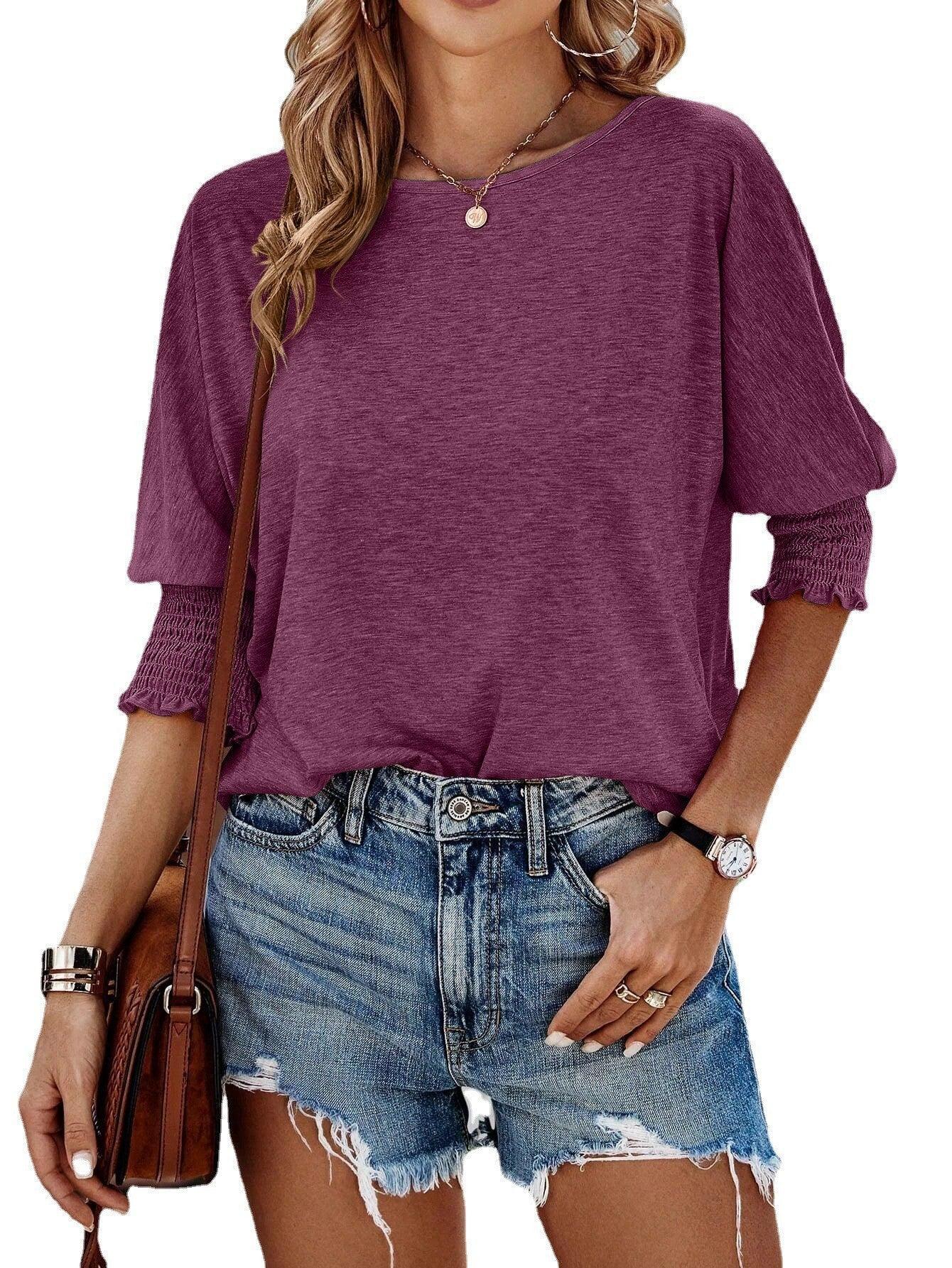 Women's Stylish Loose Round Neck T-shirt - VAleG