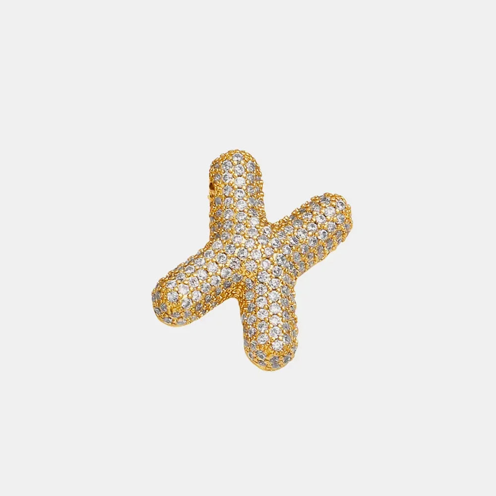 Inlaid Zircon Bubble Initial Necklace - VAleG