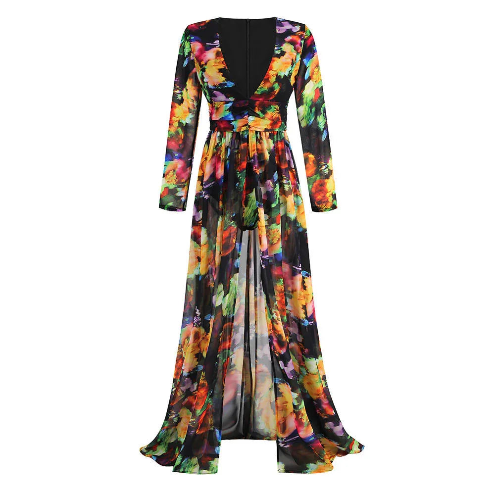V-neck Split Comfort And Casual Dress - VAleG