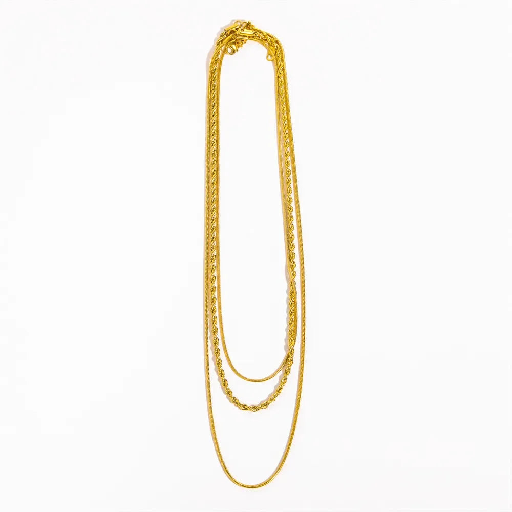 18K Gold-Plated Titanium Steel Three-Layered Necklace - VAleG