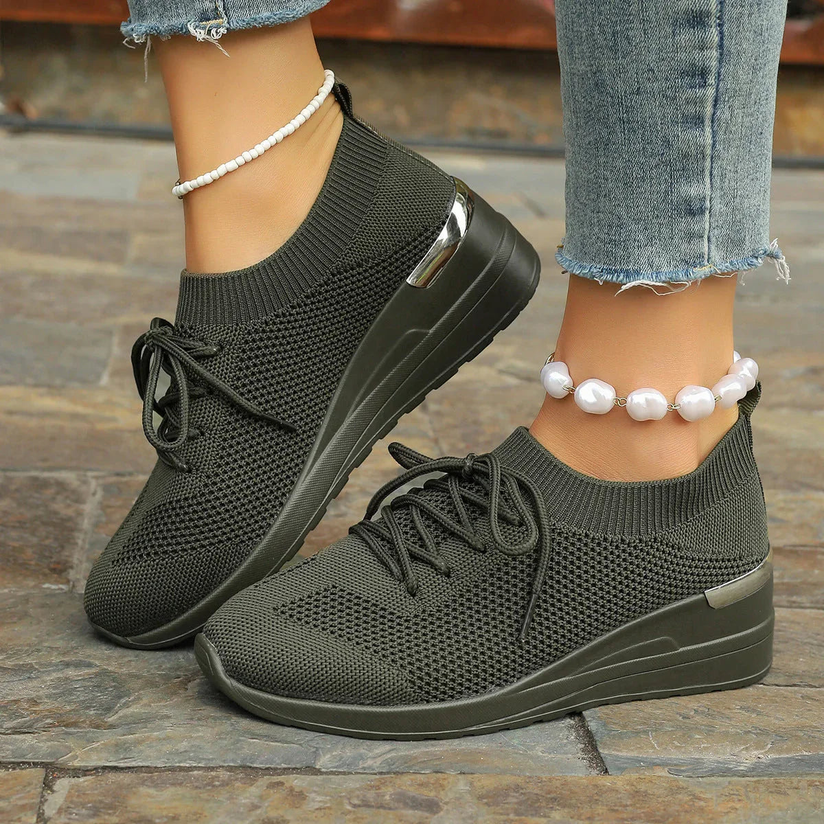 Round Head Leisure Front Lace-up Platform Shoes - VAleG