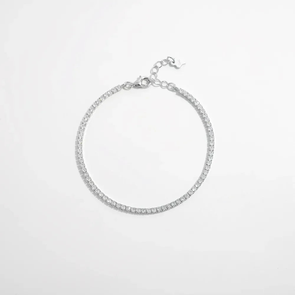 925 Sterling Silver Inlaid Zircon Bracelet - VAleG