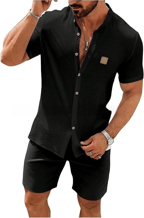 Fashion Summer Button Linen New Men's Shirt VAleG