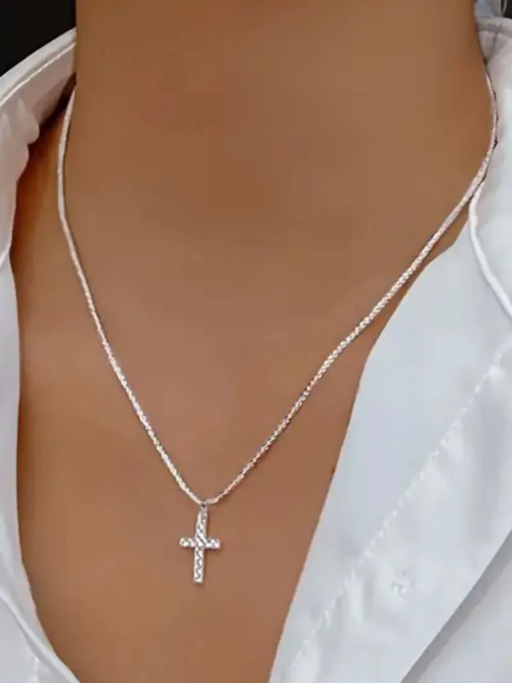 925 Sterling Silver Cross Necklace - VAleG