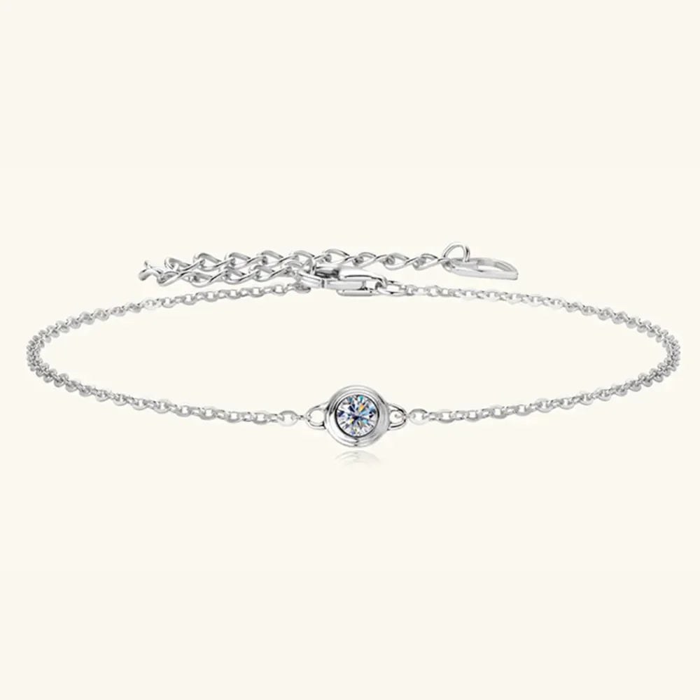 Inlaid Moissanite 925 Sterling Silver Bracelet - VAleG