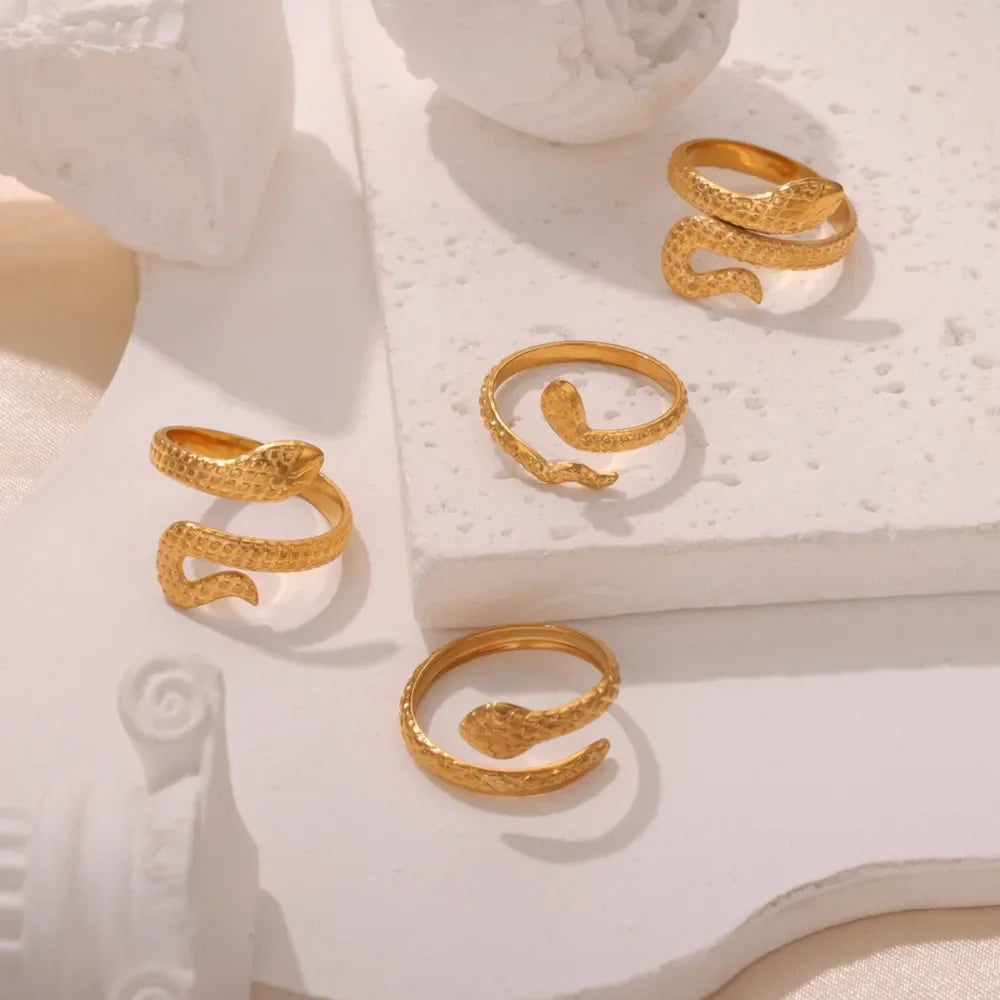 Titanium Steel Snake Shape Bypass Ring - VAleG