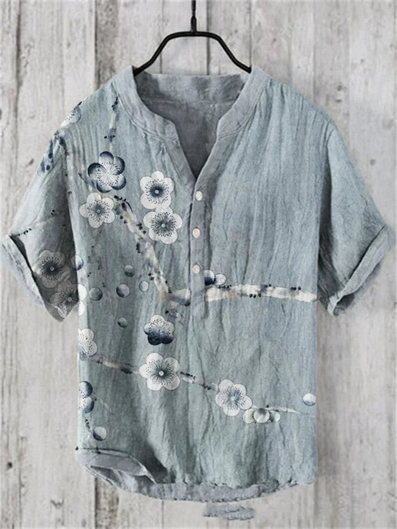 Summer Men's Shirts National Trendy Style Three Breasted - VAleG