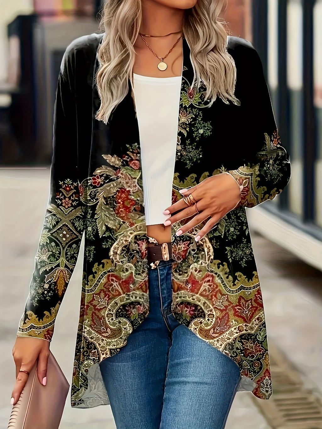 Plant Flower Printed Women's Cloak And Windbreaker - VAleG