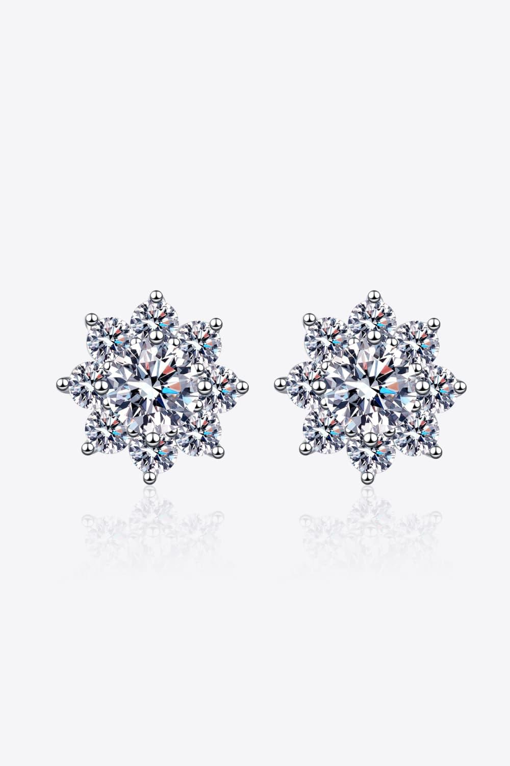 1 Carat Moissanite 925 Sterling Silver Flower Earrings - VAleG