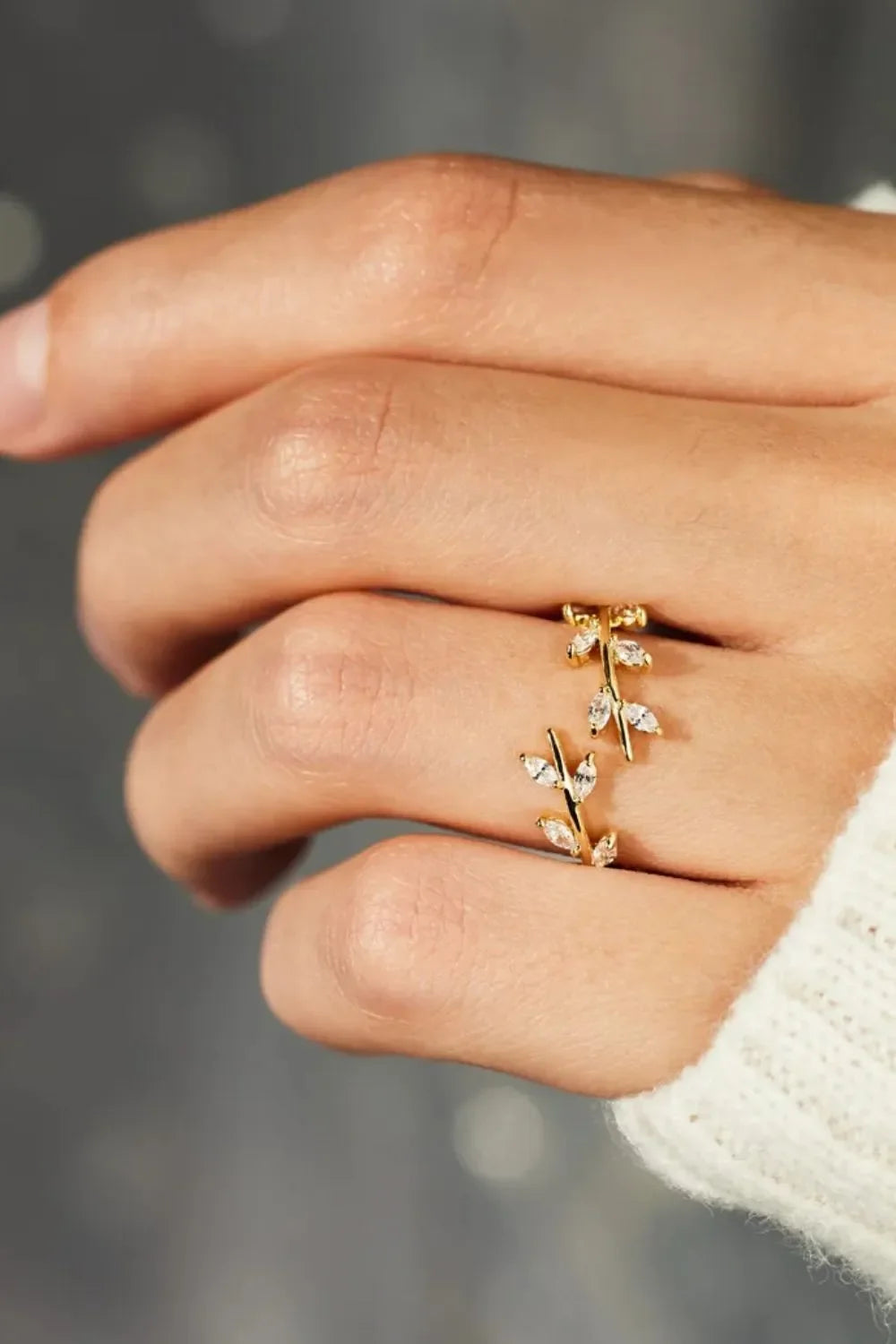 925 Sterling Silver Leaf Open Ring - VAleG