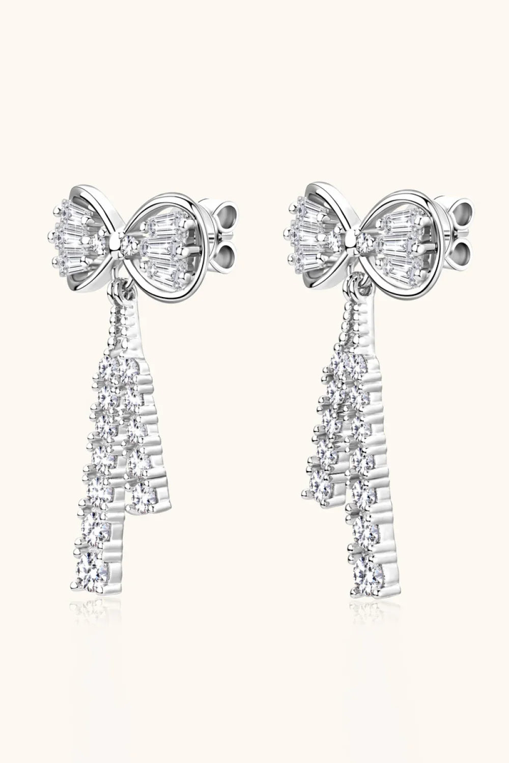 1.12 Carat Moissanite 925 Sterling Silver Bow Earrings - VAleG
