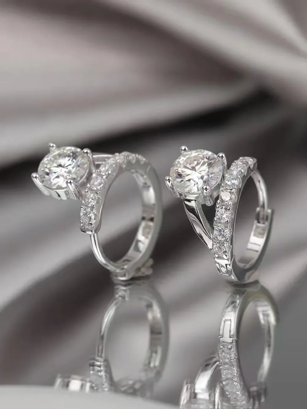 2 Carat Moissanite 925 Sterling Silver Huggie Earrings - VAleG