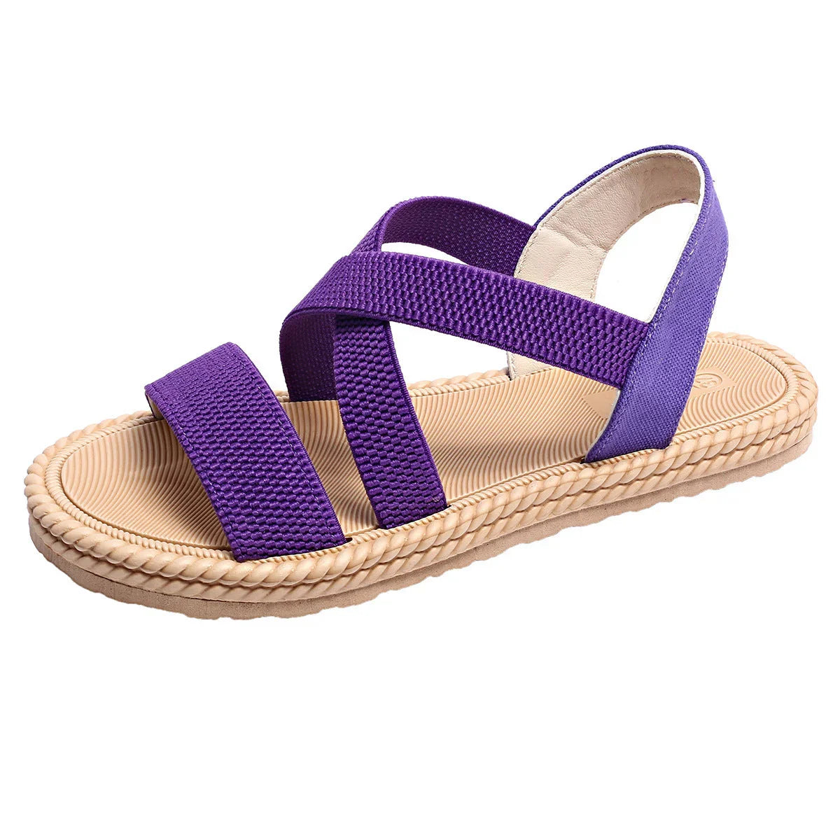 Women's Elastic Band Casual Student Plus Size Beach Roman Sandals - VAleG