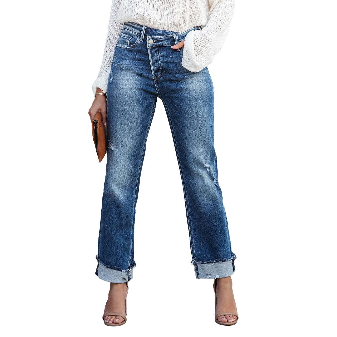 Women's Fashion Individual Casual Loose Jeans - VAleG