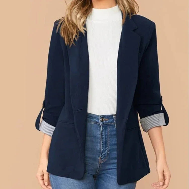 Fashion Patchwork Lapel Slim Fit Ladies Cardigan - VAleG