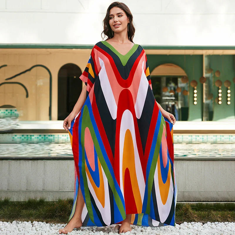 Women's Cotton Tie Dyed Beach Dress - VAleG
