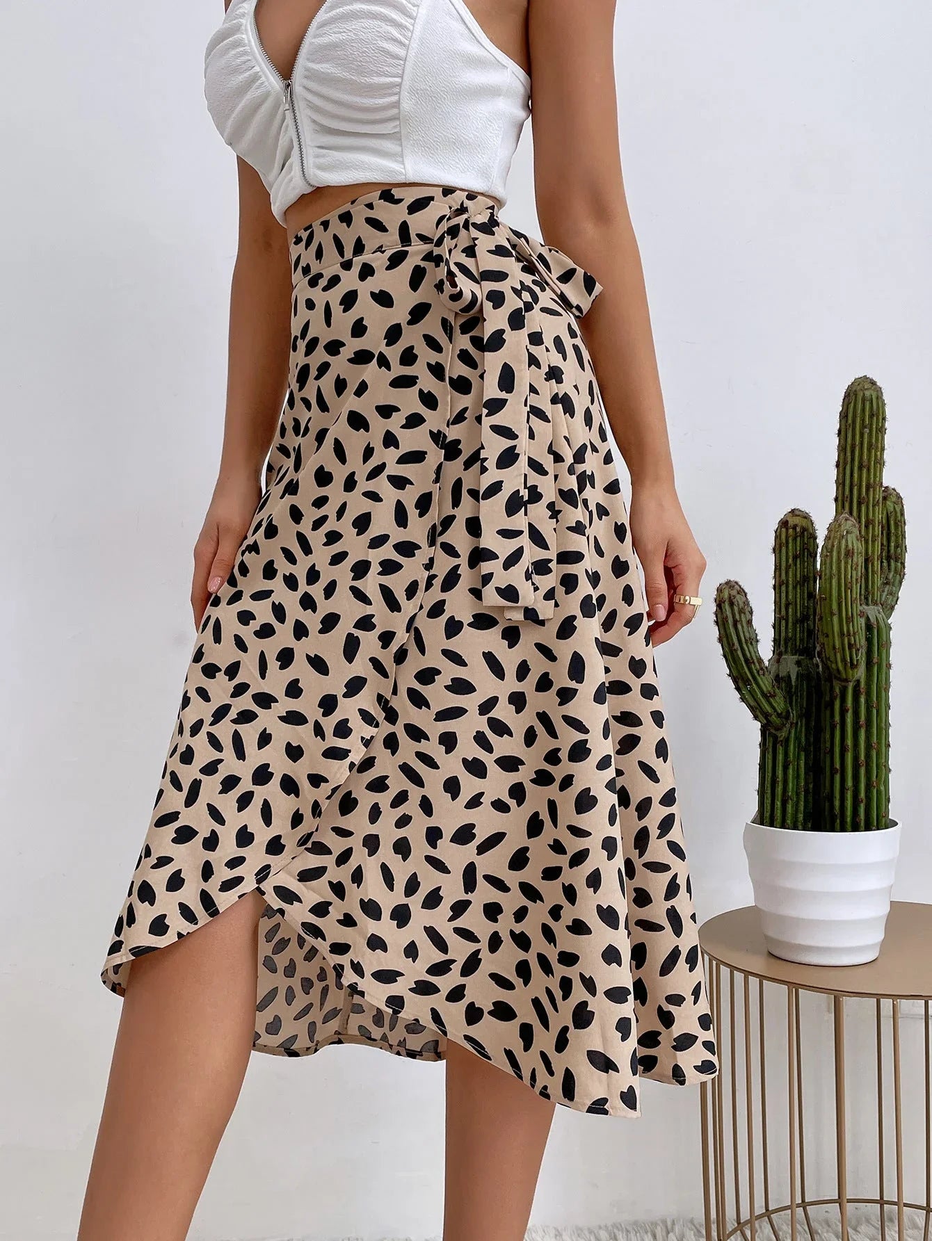 Elegant Polka Dot Print Ladies' Dress - VAleG