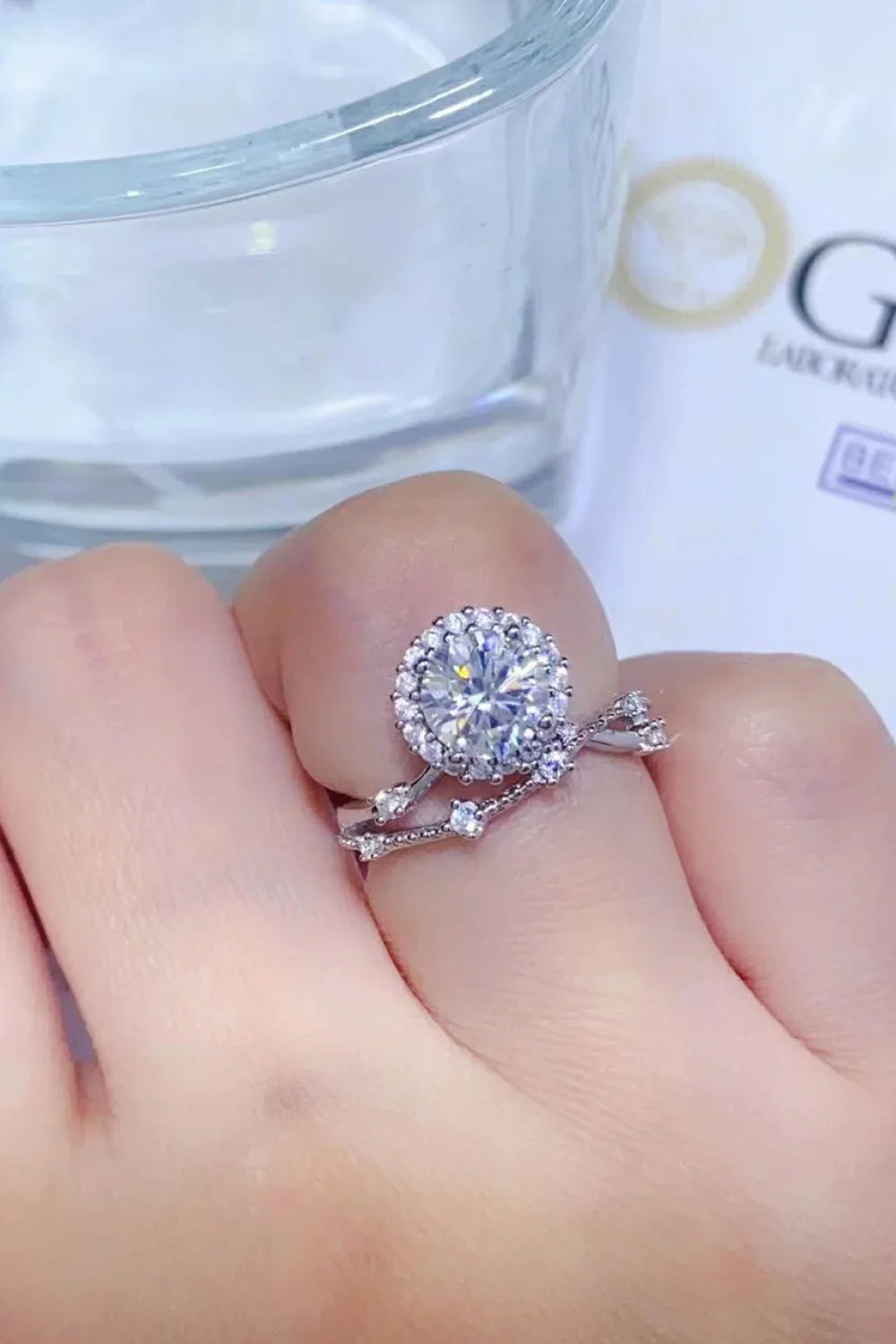 1 Carat Moissanite Platinum-Plated Ring - VAleG