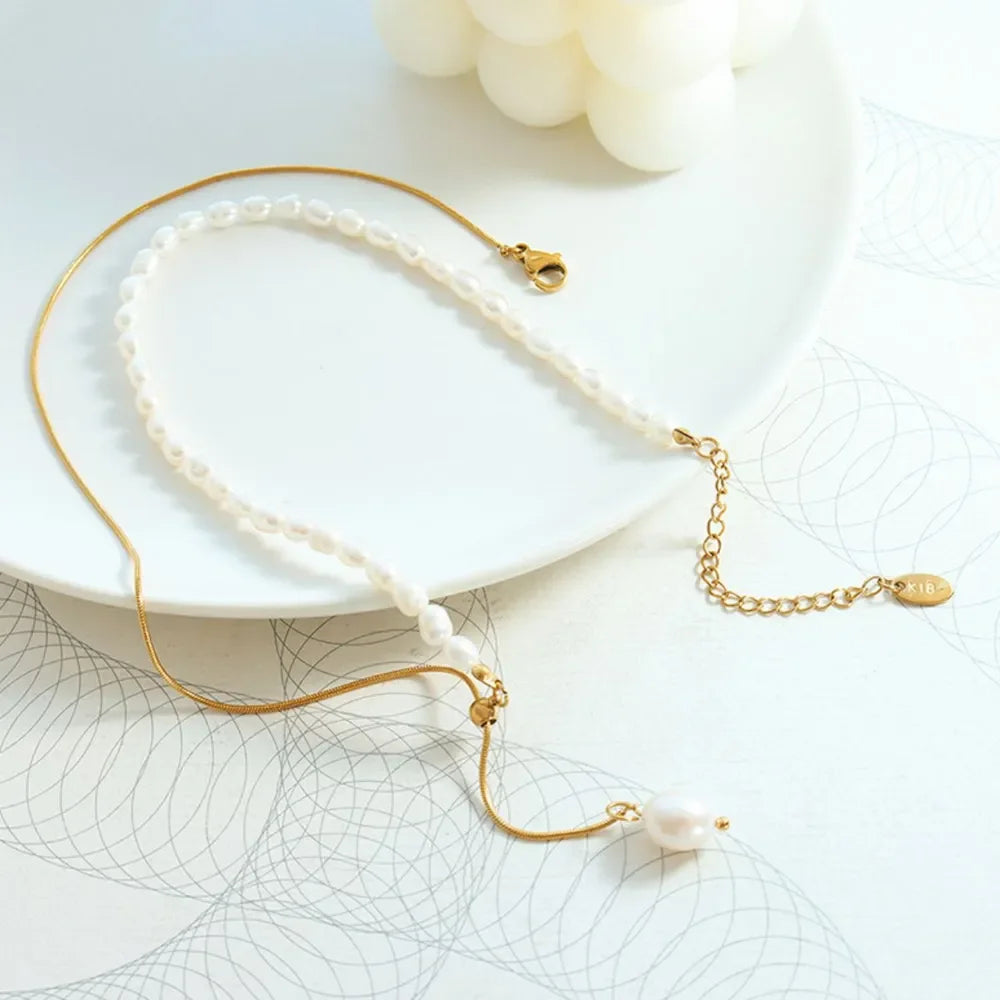 18K Gold-Plated Pearl Necklace - VAleG
