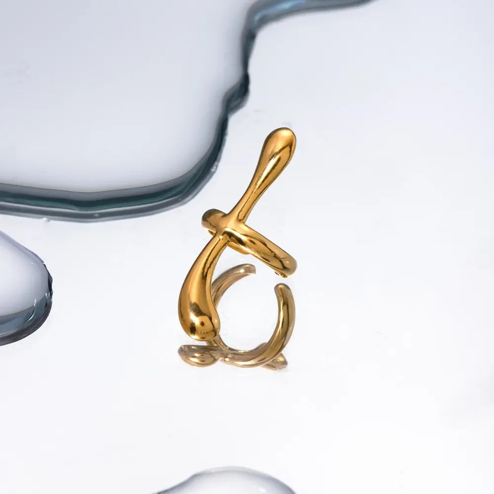 18K Gold-Plated Stainless Steel Cuff Earrings - VAleG