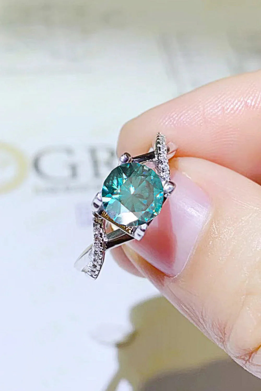 1 Carat Moissanite Crisscross 925 Sterling Silver Ring - VAleG