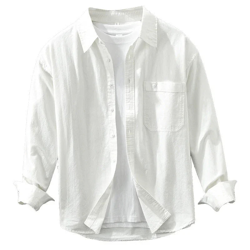 Japanese Style Simple Long Sleeve Shirt Men's New Fashion Casual - VAleG