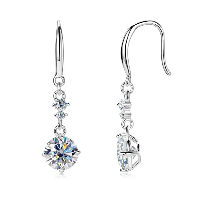 2 Carat Moissanite 925 Sterling Silver Earrings - VAleG