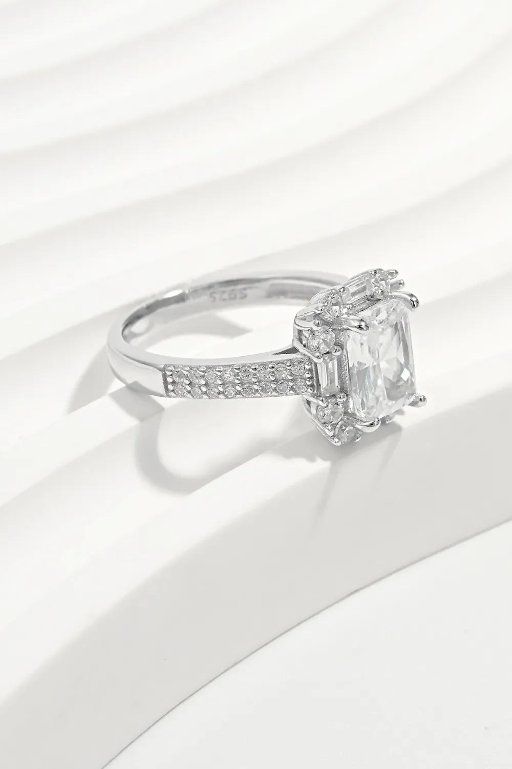 925 Sterling Silver Inlaid Zircon Square Ring - VAleG