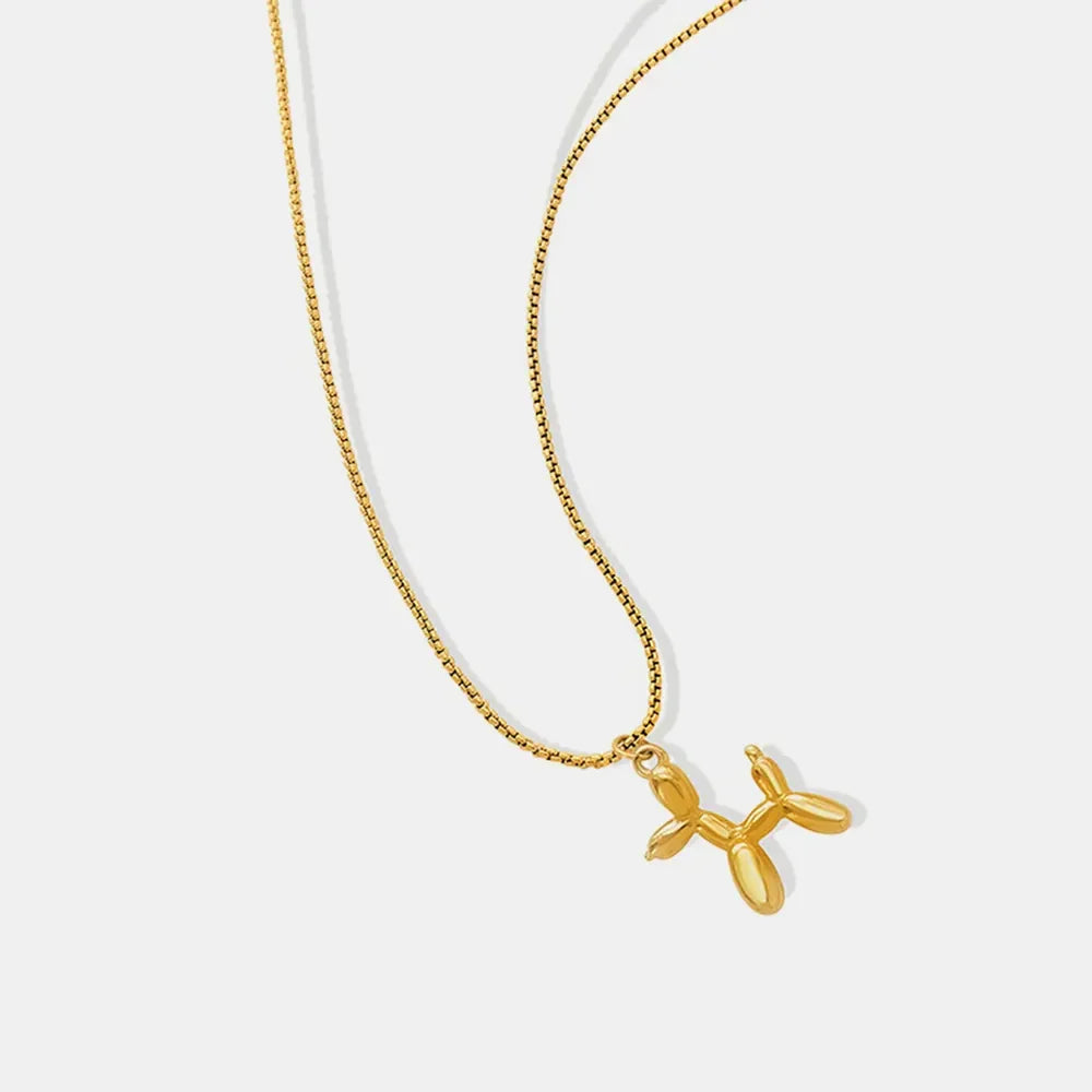 18K Gold-Plated Titanium Steel Puppy Shape Pendant Necklace - VAleG
