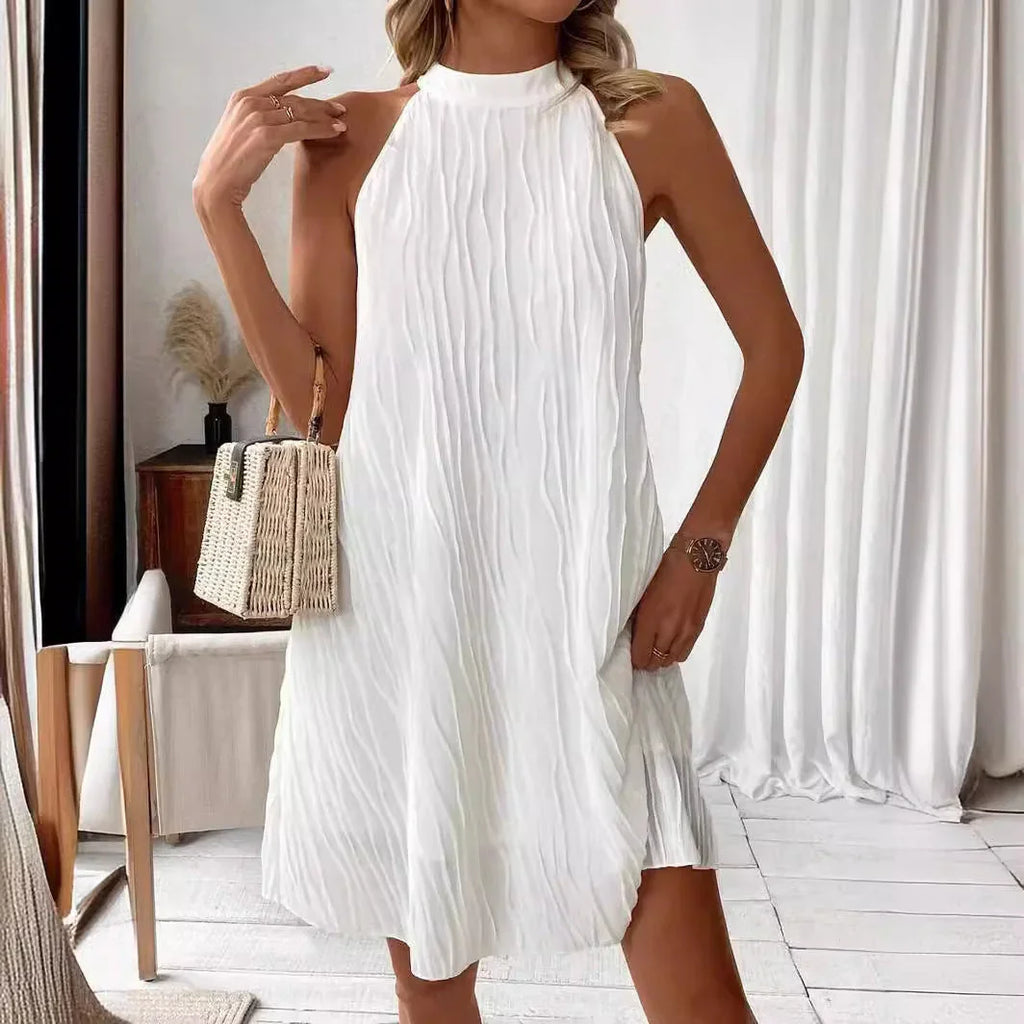 Fashion Dresses For Women Pure Color Halter Backless Dress - VAleG