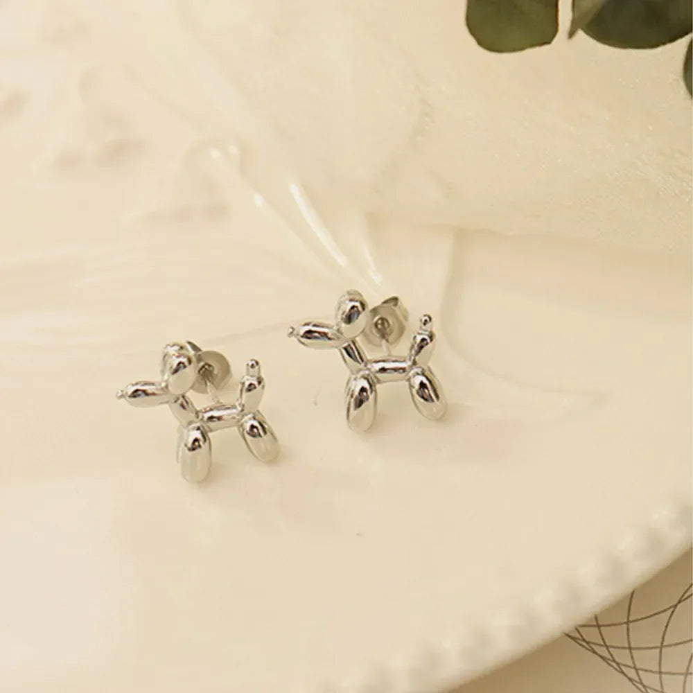 18K Gold-Plated Titanium Steel Puppy Shape Stud Earrings - VAleG