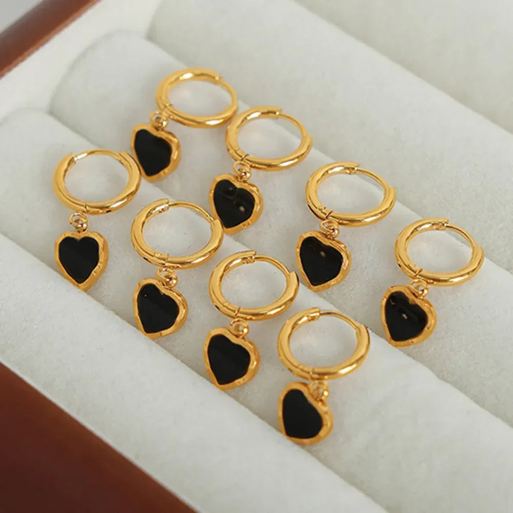 18K Gold-Plated Heart Drop Earrings - VAleG