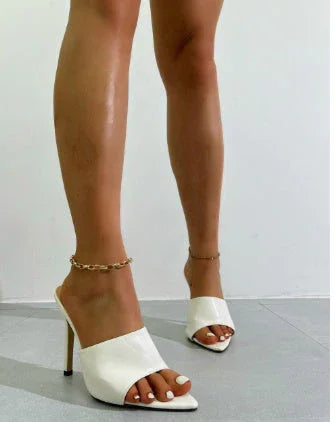 Pointed High Heel Slippers For Women Plus Size - VAleG