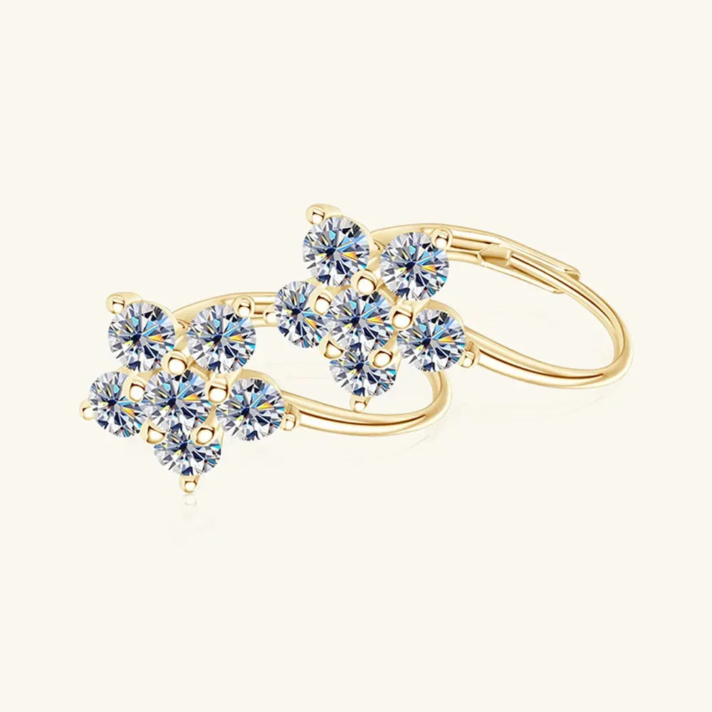 1.2 Carat 925 Sterling Silver Moissanite Flower Huggie Earrings - VAleG