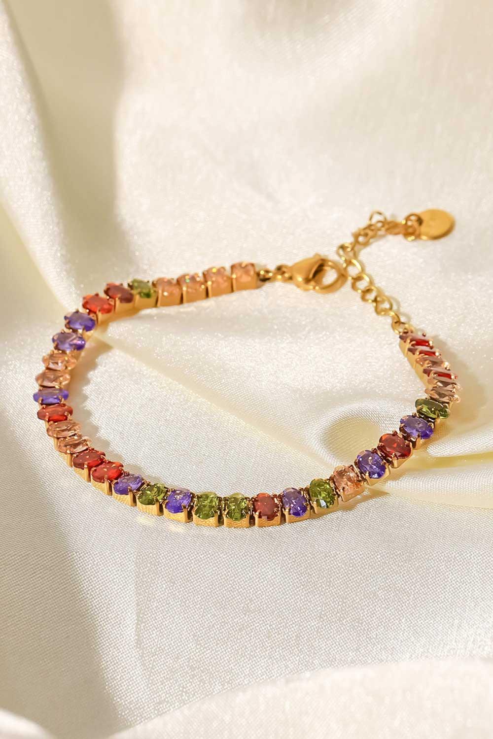 18K Gold Plated Multicolored Zircon Bracelet - VAleG