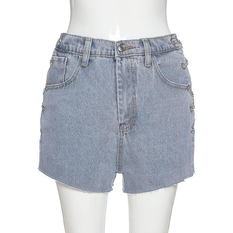 High-waist cut-out strap slim fit casual jeans - VAleG